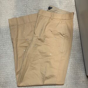 Jcrew Women’s Tan Khakis with Rhinestone detail.